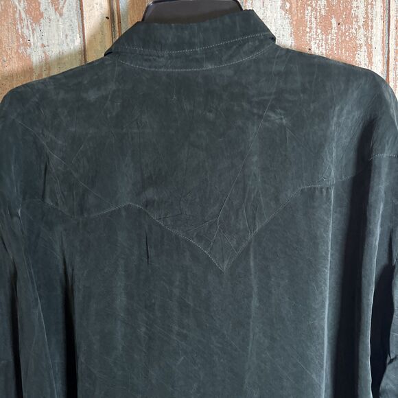 Vintage Longhorn Niver Western Wear Shirt L Large Embossed Silver Oblong Buttons - Picture 8 of 8